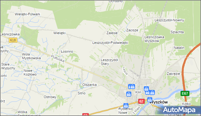 mapa Leszczydół Stary, Leszczydół Stary na mapie Targeo