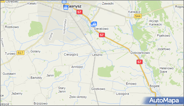 mapa Leszno gmina Przasnysz, Leszno gmina Przasnysz na mapie Targeo