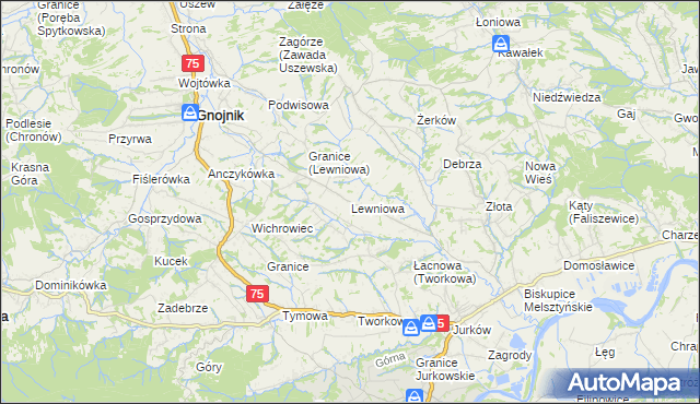 mapa Lewniowa, Lewniowa na mapie Targeo