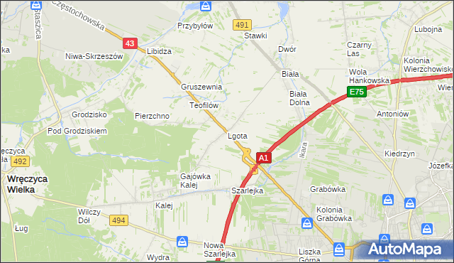 mapa Lgota gmina Kłobuck, Lgota gmina Kłobuck na mapie Targeo