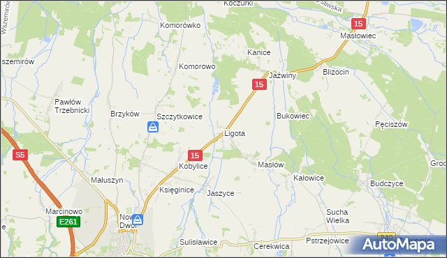 mapa Ligota gmina Trzebnica, Ligota gmina Trzebnica na mapie Targeo