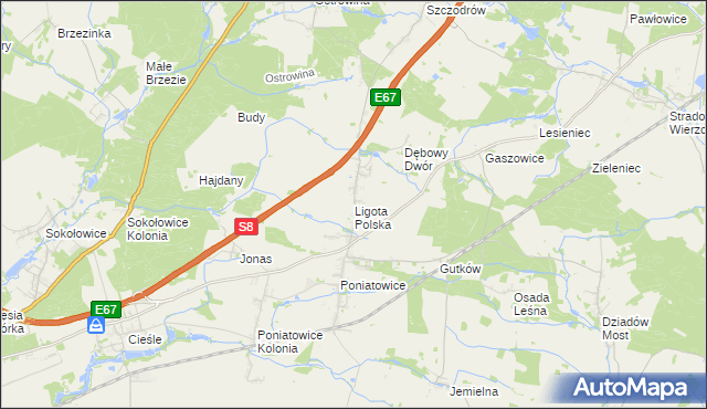 mapa Ligota Polska, Ligota Polska na mapie Targeo