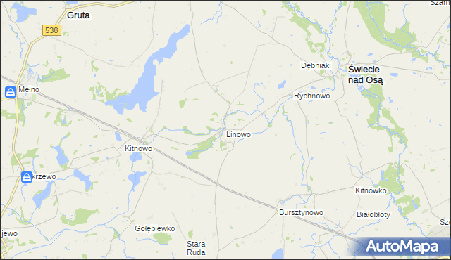 mapa Linowo gmina Świecie nad Osą, Linowo gmina Świecie nad Osą na mapie Targeo
