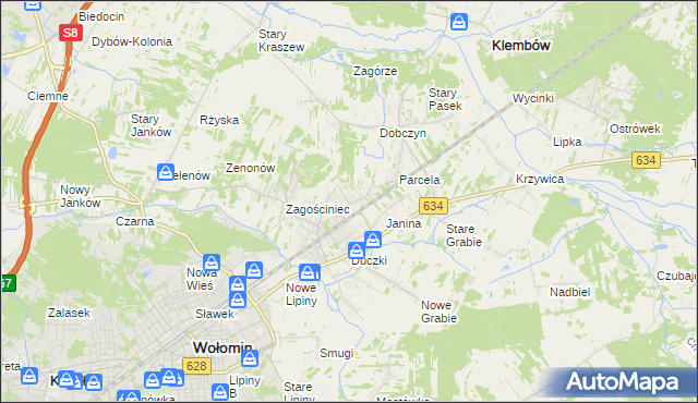 mapa Lipinki gmina Wołomin, Lipinki gmina Wołomin na mapie Targeo