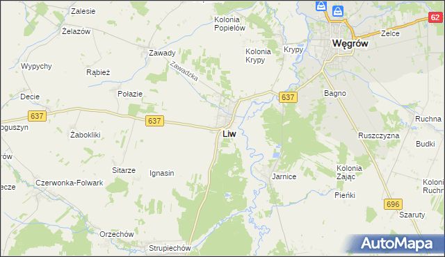mapa Liw, Liw na mapie Targeo