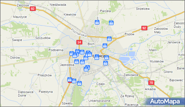 mapa Łowicza, Łowicz na mapie Targeo