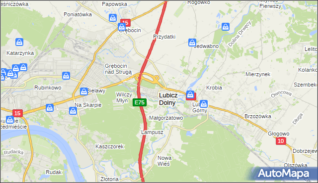 mapa Lubicz Dolny, Lubicz Dolny na mapie Targeo