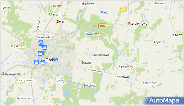 mapa Lubieszewo gmina Gryfice, Lubieszewo gmina Gryfice na mapie Targeo