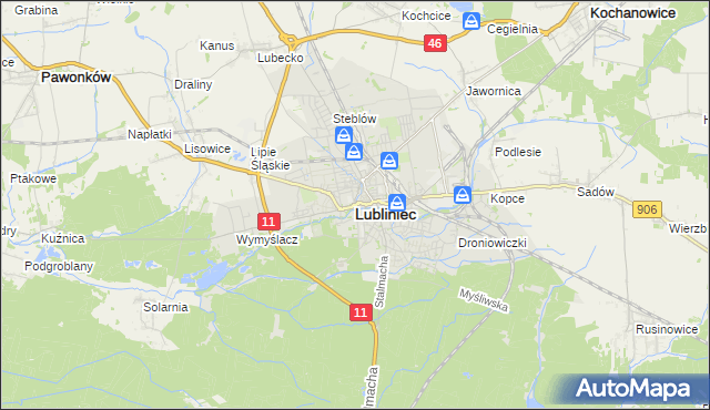 mapa Lubliniec, Lubliniec na mapie Targeo