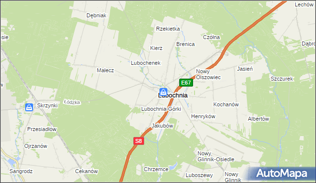 mapa Lubochnia powiat tomaszowski, Lubochnia powiat tomaszowski na mapie Targeo