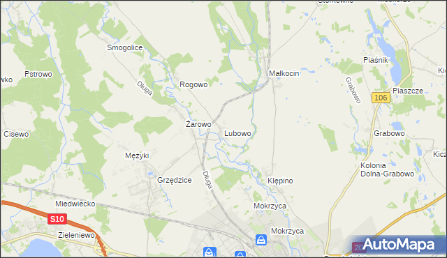 mapa Lubowo gmina Stargard, Lubowo gmina Stargard na mapie Targeo