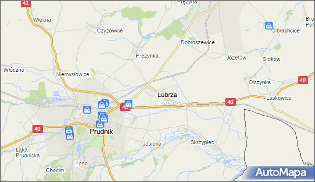 mapa Lubrza powiat prudnicki, Lubrza powiat prudnicki na mapie Targeo