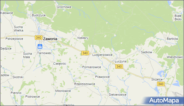 mapa Ludgierzowice, Ludgierzowice na mapie Targeo