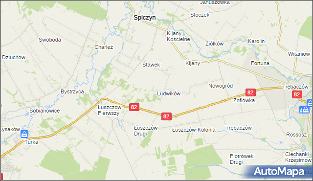 mapa Ludwików gmina Spiczyn, Ludwików gmina Spiczyn na mapie Targeo