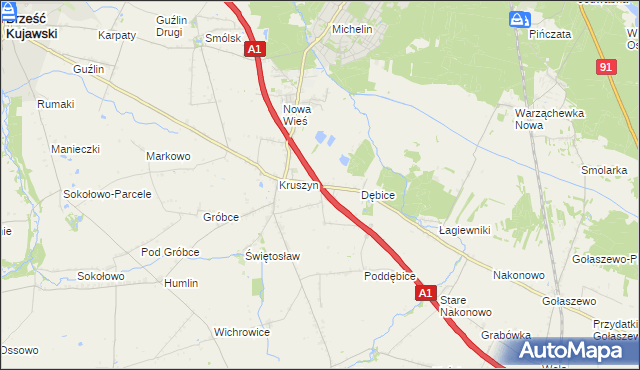 mapa Ludwinowo gmina Włocławek, Ludwinowo gmina Włocławek na mapie Targeo