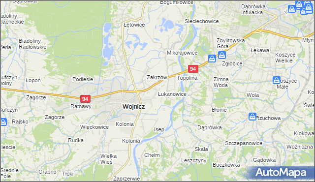 mapa Łukanowice, Łukanowice na mapie Targeo