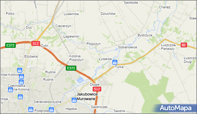 mapa Łysaków gmina Wólka, Łysaków gmina Wólka na mapie Targeo