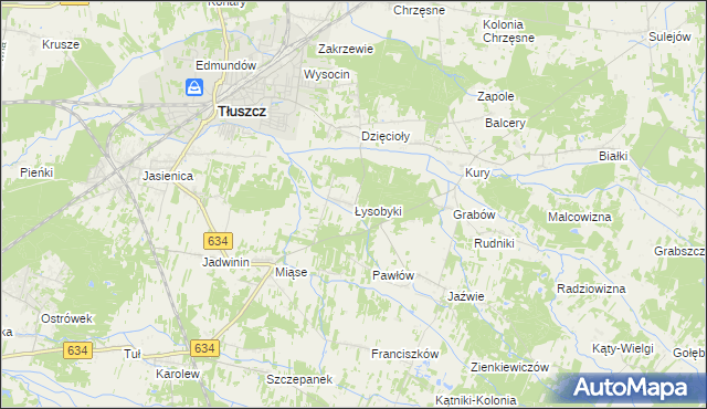 mapa Łysobyki, Łysobyki na mapie Targeo