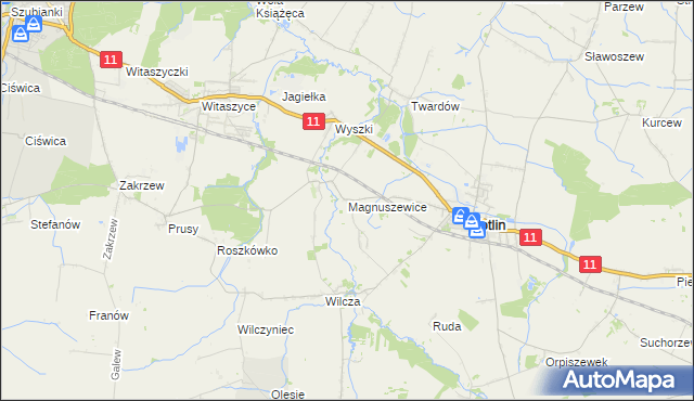 mapa Magnuszewice, Magnuszewice na mapie Targeo