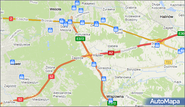 mapa Majdan gmina Wiązowna, Majdan gmina Wiązowna na mapie Targeo