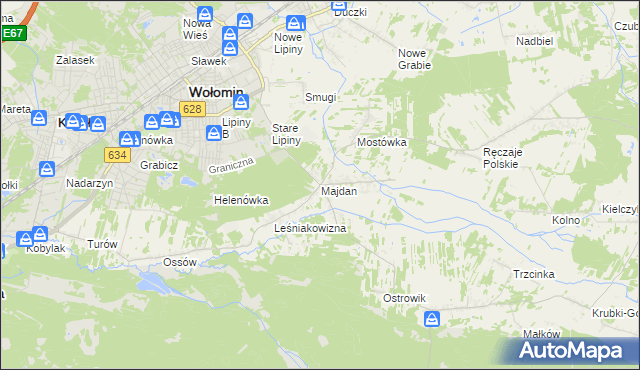 mapa Majdan gmina Wołomin, Majdan gmina Wołomin na mapie Targeo