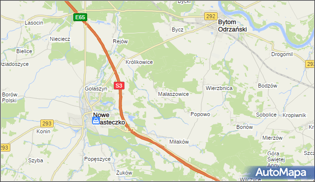 mapa Małaszowice, Małaszowice na mapie Targeo