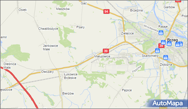 mapa Małujowice, Małujowice na mapie Targeo