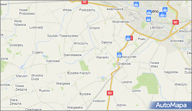 mapa Marianki gmina Kutno, Marianki gmina Kutno na mapie Targeo
