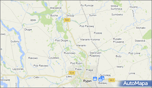 mapa Marianki gmina Rypin, Marianki gmina Rypin na mapie Targeo