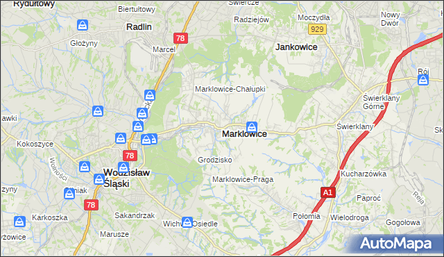 mapa Marklowice, Marklowice na mapie Targeo