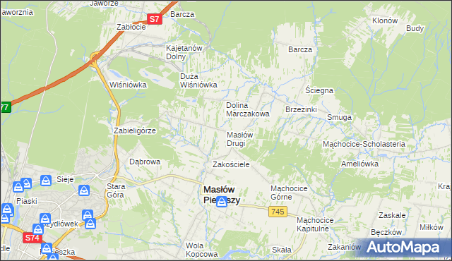 mapa Masłów Drugi, Masłów Drugi na mapie Targeo