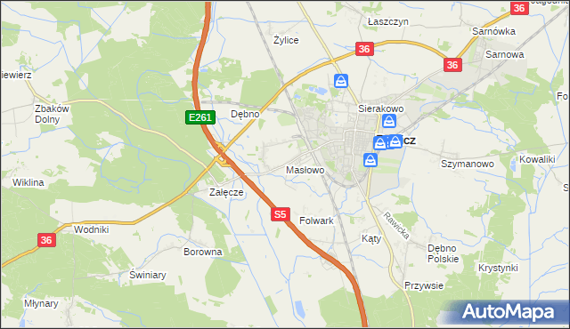 mapa Masłowo gmina Rawicz, Masłowo gmina Rawicz na mapie Targeo