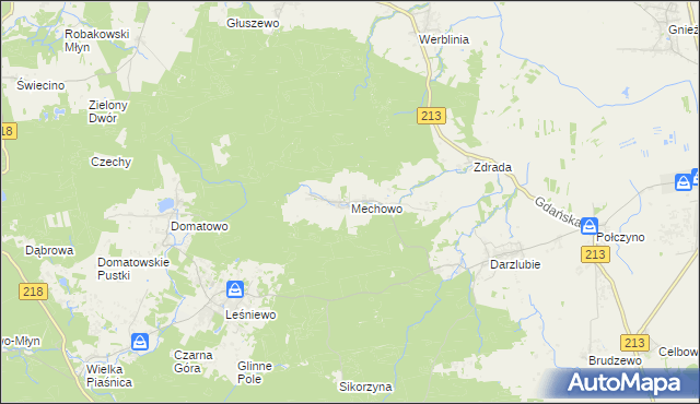 mapa Mechowo gmina Puck, Mechowo gmina Puck na mapie Targeo