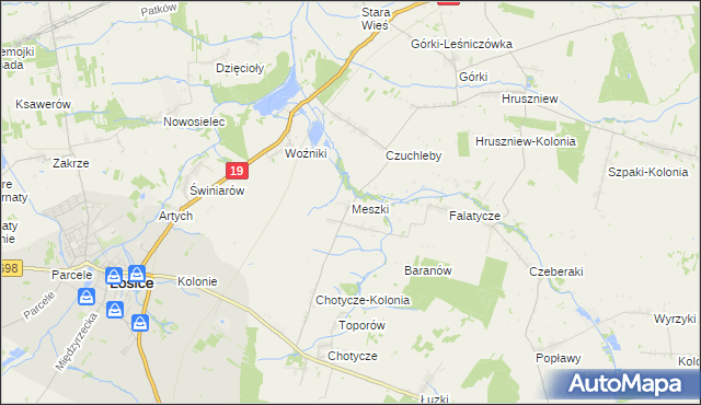mapa Meszki, Meszki na mapie Targeo