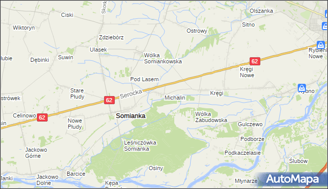 mapa Michalin gmina Somianka, Michalin gmina Somianka na mapie Targeo