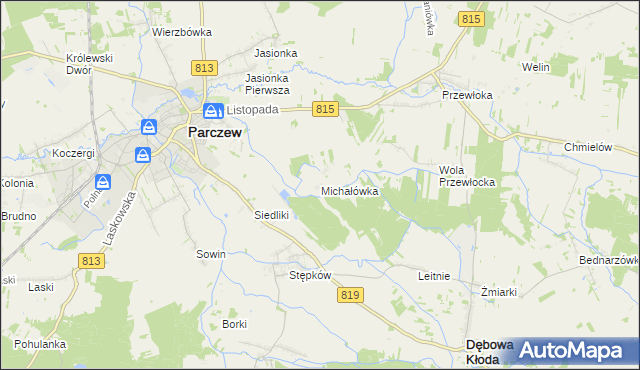 mapa Michałówka gmina Parczew, Michałówka gmina Parczew na mapie Targeo