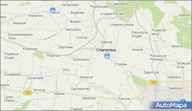 mapa Miechów-Charsznica, Miechów-Charsznica na mapie Targeo