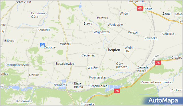 mapa Mikołajewice gmina Irządze, Mikołajewice gmina Irządze na mapie Targeo