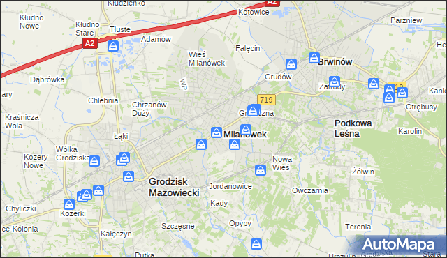 mapa Milanówek, Milanówek na mapie Targeo