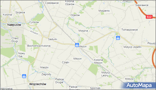 mapa Miłocin gmina Jastków, Miłocin gmina Jastków na mapie Targeo