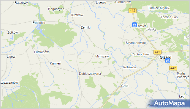mapa Miniszew, Miniszew na mapie Targeo