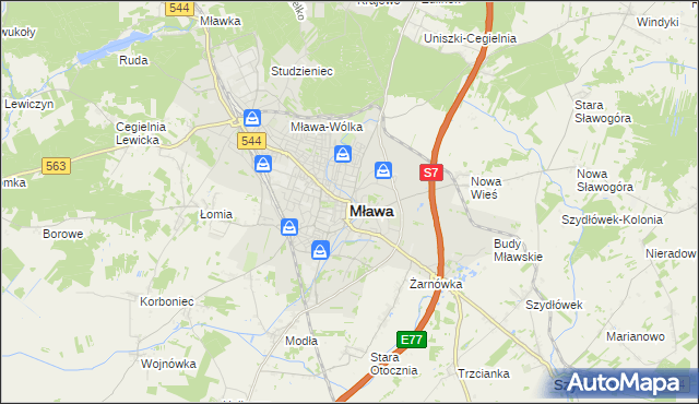 mapa Mława, Mława na mapie Targeo