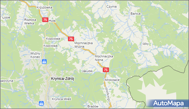 mapa Mochnaczka Niżna, Mochnaczka Niżna na mapie Targeo