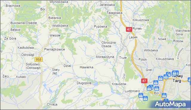 mapa Morawczyna, Morawczyna na mapie Targeo