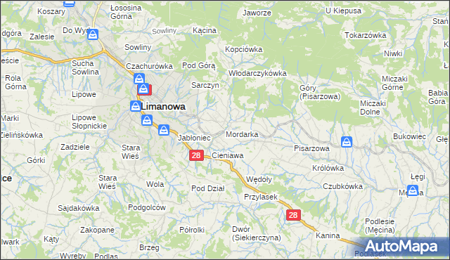mapa Mordarka, Mordarka na mapie Targeo