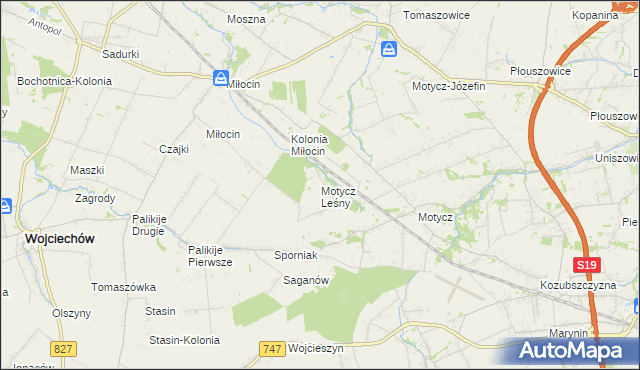 mapa Motycz Leśny, Motycz Leśny na mapie Targeo