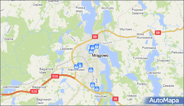 mapa Mrągowo, Mrągowo na mapie Targeo