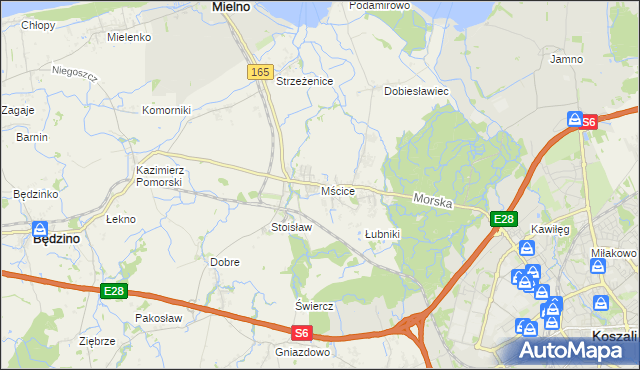 mapa Mścice, Mścice na mapie Targeo