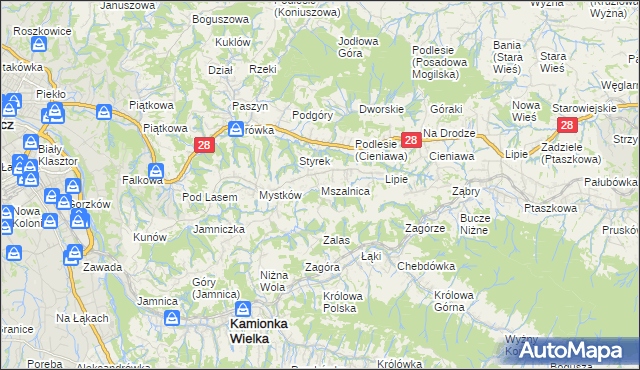 mapa Mszalnica, Mszalnica na mapie Targeo