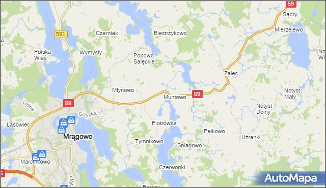 mapa Muntowo, Muntowo na mapie Targeo